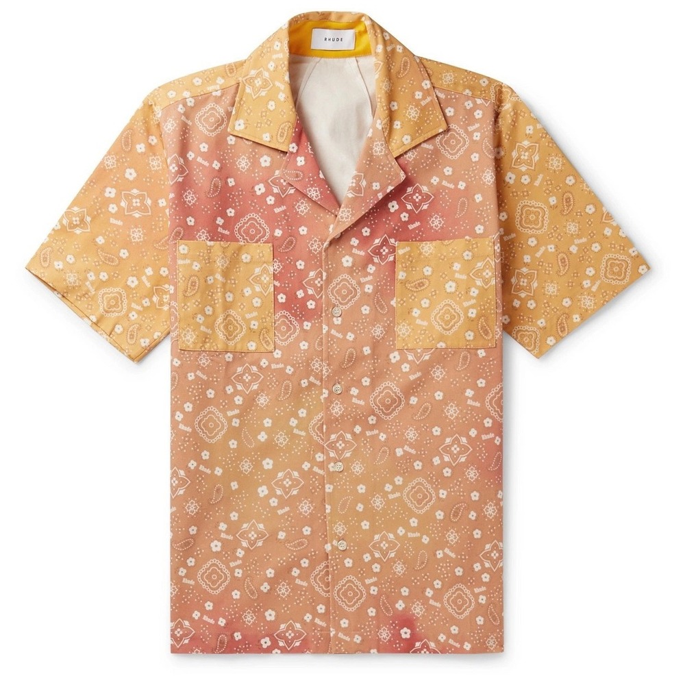 Rhude Camp Shirt Mens Size Medium Bandana Paisley Streetwear Luxury Italian Top